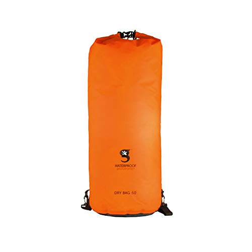 geckobrands (60L or 15.8 Gal, Neon Orange Tarpaulin Dry Bag, PVC Material, Shoulder Strap