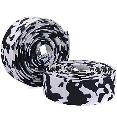 KINGOU Black & White Camouflage EVA Road Bike Handlebar Tape Bar Wraps – 2PCS Per Set