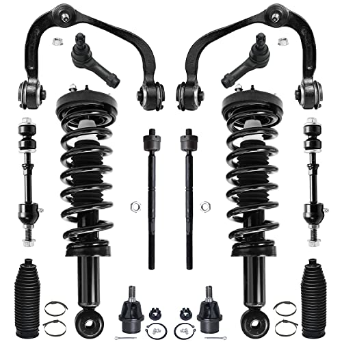 Detroit Axle – Front Strut, Upper Control Arm Replacement for Lincoln Mark LT, Ford F-150, Coil Spring Assembly, Ball Joint, Tierod, Sway Bar – 14pc Kit
