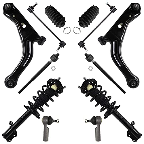 Detroit Axle – Front Struts + Lower Control Arm w/Ball Joint + Tie Rod + Sway Bar Replacement for 2001-2004 Ford Escape Mazda Tribute – 12pc Set