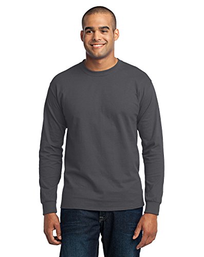 Port & Company Men’s Tall Long Sleeve 50/50 Cotton/Poly T Shirt 4XLT Charcoal