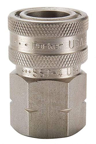 Parker Hannifin SH2-62 Series 60 Type 303 Stainless Steel Multi-Purpose Quick Coupler with Female Pipe Thread, Poppet Valve, 1/4″ Body Size, 1/4″-18 NPTF Thread, 2.26″ Length