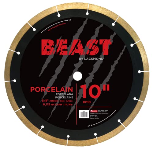 Lackmond Beast Pro Porcelain Saw Blade – 10″ Hard Tile Cutting Tool with Thin Kerf Cutting Edge & 5/8″ Arbor – BP10