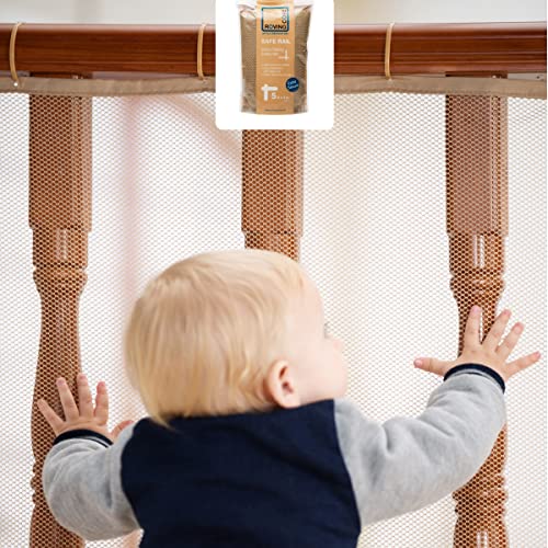 RovingCove Stair Banister Guard 5ft x 3ft, Railing Safety Net for Baby Proofing, Child Safety Gate Cover, Balcony Mesh Netting, Almond Brown