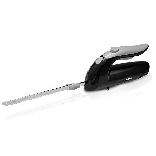 NutriChef Upgraded Premium NutriChef Electric Knife – 8.9″ Carving Knife, Serrated Blades, Lightweight, Ergonomic Design Easy Grip, Easy Blade Removal, Great For Thanksgiving, Meat & Cheese, Black –