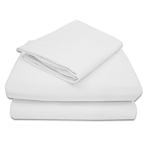 TL Care 100% Natural Jersey Cotton 3 Piece Toddler Sheet Set, White, Soft Breathable, for Boys and Girls