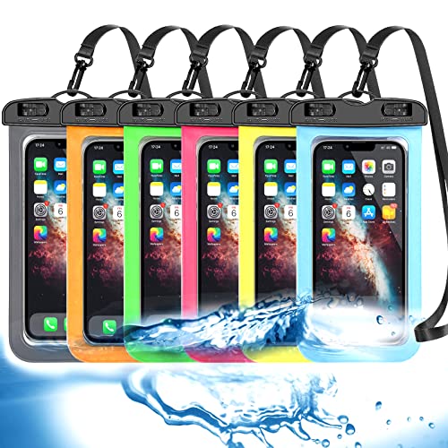 6 Pack Universal Waterproof Phone Pouch, Large Phone Waterproof Case Dry Bag IPX8 Outdoor Sports for Apple iPhone 14 13 12 11 Pro Max XS Max XR X 8 7 6 Plus SE, Samsung S21 S20 S10,Note,Up to 7″