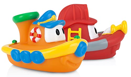 Nuby 2-Pack Tub Tugs Floating Boat Bath Toys, Colors May Vary, (Pack of 2)