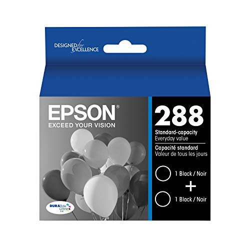 EPSON T288 DURABrite Ultra -Ink Standard Capacity Black Dual -Cartridge Pack (T288120-D2) for select Epson Expression Printers