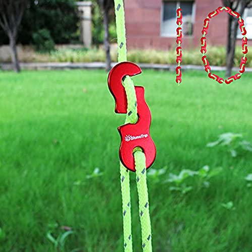 DDY Ultralight Aluminum Guyline Cord Adjuster for Tent Camping Hiking Backpacking Outdoor Activity(red Color 10pcs)