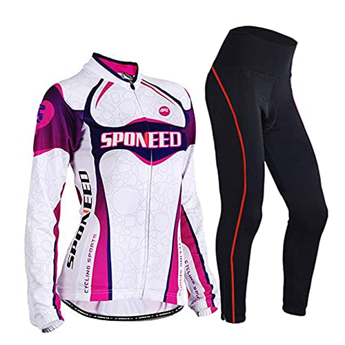 sponeed Women’s Cycle Jersey Bike Clothing Gel Padded Long Sleeve Nobility Size M US Purple