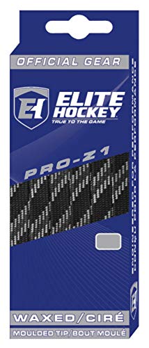 Elite Hockey, Pro-Z1, Waxed Ice Hockey Skate Laces, One Pair (Black, 108 inches)
