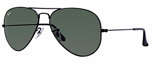 Ray-Ban RB3025 L2823 Black/G-15 Green Metal Aviator Sunglasses For Men For Women + BUNDLE with Designer iWear Complimentary Care Kit