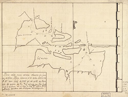 INFINITE PHOTOGRAPHS 1700s map of Panama, Chiriqui Lagoon Plano de las Bocas del Toro situadas en la