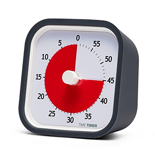 TIME TIMER MOD (Charcoal), A Visual Countdown 60 Minute Timer for Classrooms, Meetings, Kids and Adults Office and Homeschooling Tool with Silent Operation and Interchangeable Silicone Cover