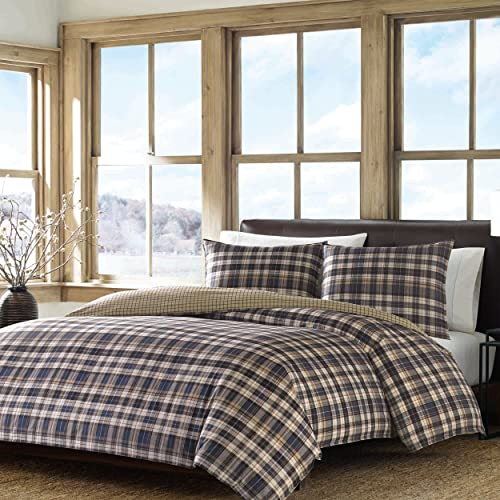 Eddie Bauer – Queen Comforter Set, Reversible Cotton Bedding with Matching Shams, Home Decor for All Seasons (Port Gamble Blue, Queen)