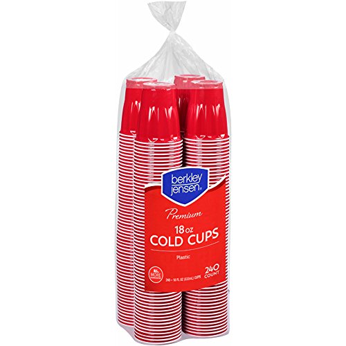 Berkley Jensen 18 Oz. Premium Plastic Cold Cups, 240 Count – Red