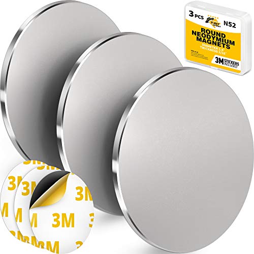 Super Strong Neodymium Disk Magnets with Adhesive Backing – Round Rare Earth Magnets 38 mm (1.5 inch) – Heavy Duty Neodymium N52 Magnets – Small Powerful Circle Magnets Ideal for Crafts, DIY & Science