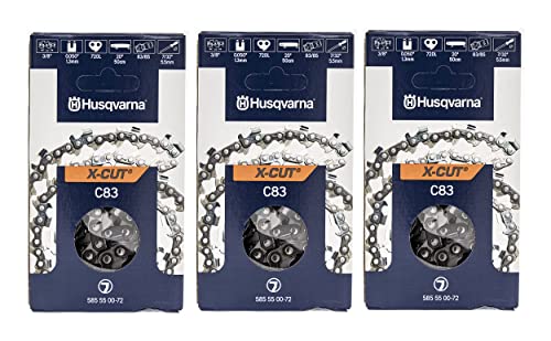 Husqvarna 585550072 20″ C83 Chainsaw Chains, 3/8, .050, 72DL, Pack of 3