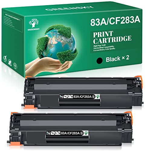 GREENSKY Compatible Toner Cartridge Replacement for HP 83A CF283A 283A 83X 283X CF283X for Laserjet Pro MFP M127fw M225dw M201dw M127fn M125nw M225dn M125a M201n 225dw 127fn Printer(Black, 2-Pack)