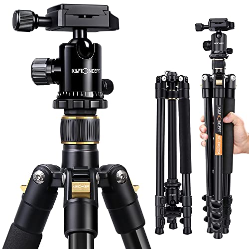 K&F Concept 64”/162cm DSLR Tripod,Lightweight and Compact Aluminum Camera Tripod with 360 Panorama Ball Head Quick Release Plate for Travel and Work B234A1+BH-28 (TM2324) | The Storepaperoomates Retail Market - Fast Affordable Shopping