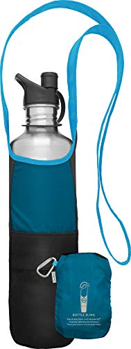 ChicoBag rePETe Water Bottle Sling | Recycled Water Bottle Carrier with Strap | Eco Friendly | Aquamarine