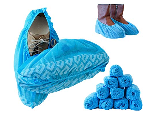 Blue Shoe Guys Professional Grade Disposable Boot & Shoe Covers Booties | 100 Pack | Non-Slip, Water Resistant, Recyclable for Indoor & Outdoor Protection | Large Size Up to US Men’s 12 & Women’s 14