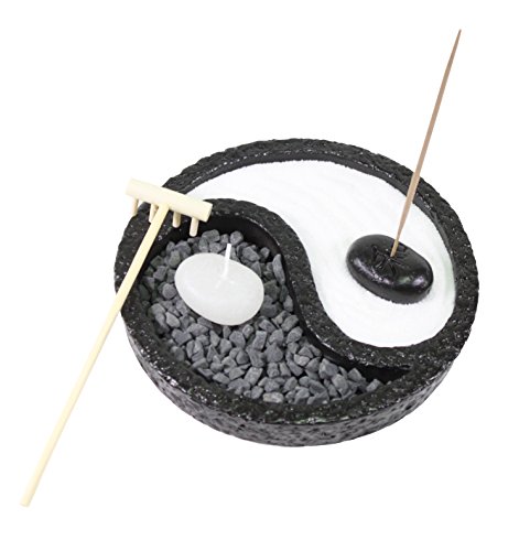 Tabletop Taiji Yin Yang Zen Garden Sand Rock Candle Incense Burner Gifr & Home Decor