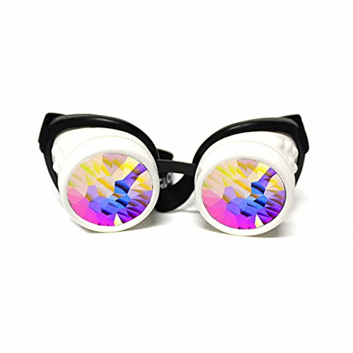 GloFX White Padded Kaleidoscope Goggles Steampunk Rave Glasses