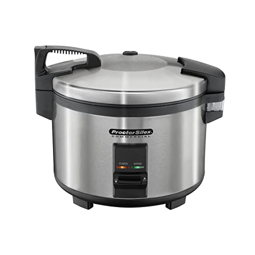 Proctor Silex Commercial 37540 Rice Cooker/Warmer, 40 Cups Cooked Rice, Non-Stick Pot, Hinged Lid, Stainless Steel Housing