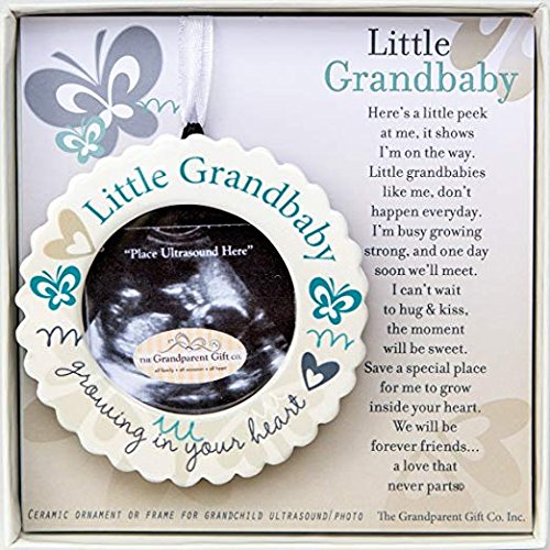 Little Grandbaby Growing In Your Heart Ultrasound Photo Ornament and Poem (Ornament Boxed w/ Poem)