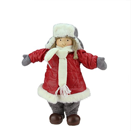 Northlight Standing Santa Claus in Long Red and Gold Robe with Gifts Christmas Figure, 32″