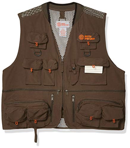 Master Sportsman Men’s 27 Pocket Mesh Back Fishing Vest, Large, Olive (R356O-L)