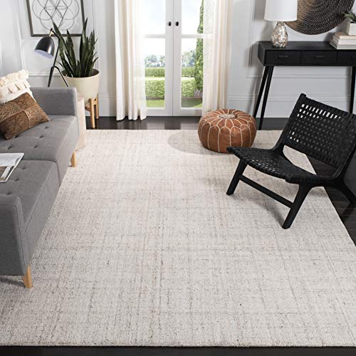 SAFAVIEH Abstract Collection 8′ x 10′ Ivory/Beige ABT141D Handmade Premium Wool & Viscose Area Rug