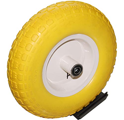 Kunhua 14-pu-y-sz-16 4.00-6-inch Flat Free Wheelbarrow Wheel Wheelbarrow Tire- 4.5-inch Centered Hub(Two Sides Symmetrical) – 5/8-inch Ball Bearings – 13-inch Tire Diameter