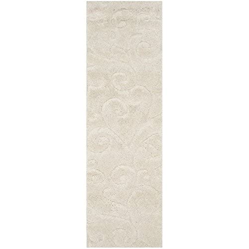 SAFAVIEH Florida Shag Collection 3’3″ x 5’3″ Cream / Cream SG455 Scrolling Vine Graceful Swirl Textured Non-Shedding Living Room Bedroom Dining Room Entryway Plush 1.2-inch Thick Area Rug