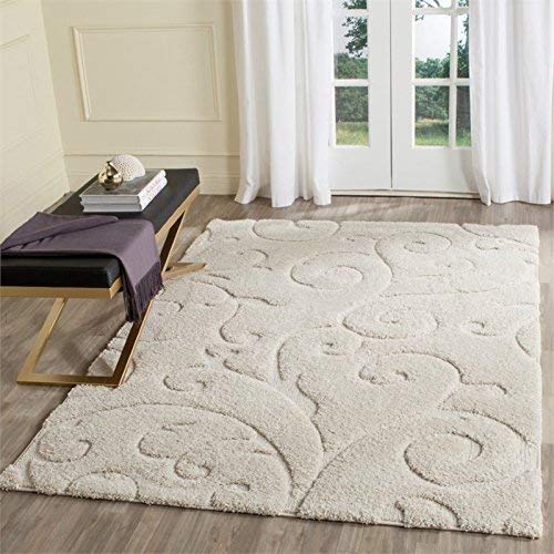 SAFAVIEH Florida Shag Collection 3’3″ x 5’3″ Cream / Cream SG455 Scrolling Vine Graceful Swirl Textured Non-Shedding Living Room Bedroom Dining Room Entryway Plush 1.2-inch Thick Area Rug | The Storepaperoomates Retail Market - Fast Affordable Shopping