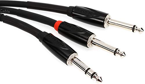 Roland Black Series 1/4-Inch TRS Male to Dual 1/4-Inch TS Male Insert/Splitter Cable – 10 Foot (RCC-10-TR28V2), Copper,Black