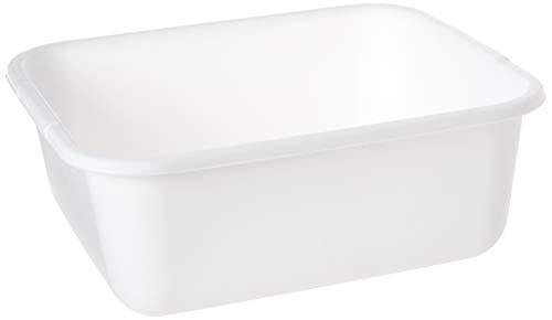 11.4 QT White Plastic Rectangular Dish Pan, 14.45″ x 12.55″ x 5.67″, Pack of 2