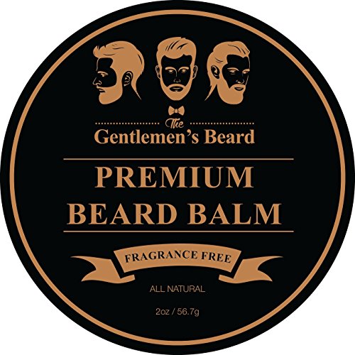The Gentlemen’s Premium Beard Balm – Fragrance Free – Leave-in Conditioner & Softener – All Natural – Styles, Strengthens, Thickens & Softens Promoting Healthier Beard & Mustache Growth