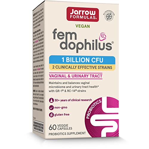 Jarrow Formulas Fem-Dophilus – 1 Billion CFU Per Serving – 2 Clinically Studied Strains – Women’s Probiotic Supplement – Urinary Tract Health & Vaginal Health – Up to 60 Servings (Packaging May Vary)