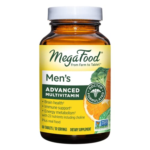 MegaFood Men’s Multivitamin – With B vitamins for Cellular Energy Production & Choline to Support Cognitive Function – Non-GMO, Vegetarian & Made without Dairy and Soy – 60 Tabs (30 Servings)