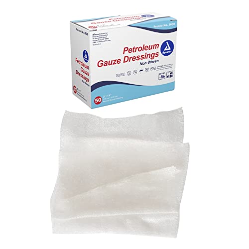 Dynarex Sterile Petroleum Non Adhering Gauze Dressing for Wounds, 3″ x 9″, 50 Count
