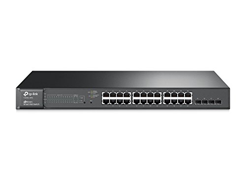 TP-Link 24 Port gigabit PoE switch | 24 PoE+ Port @192W, w/ 4 SFP Slots | Smart Managed | Limited Lifetime Protection | Support L2/L3/L4 QoS, IGMP and LAG | IPv6 and Static Routing (T1600G-28PS)