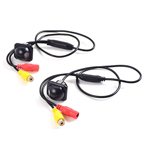 Pair Car Auto 20mm Hole Drilling Side View Camera Side Mirror Mount Reverse Mirrored Image with No Parking Assistance Lines Cam Safe Turning No Blind Spot for Car Monitor Stereo RCA – Pack of 2