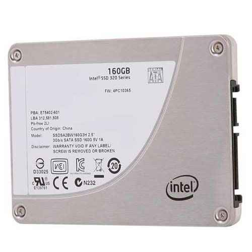 Intel 320 Series SSDSA2BW160G3H 2.5in 160GB SATA 3.0Gb/s r270MB/s w165MB/s SSD – Refurbished