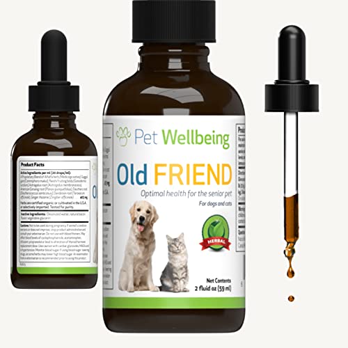 Pet Wellbeing – Old Friend for Senior Dogs – Natural Support for an Aging Immune System & Joint Mobility in Older Canines – 2oz (59ml)