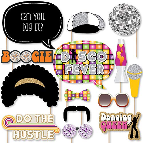 70’s Disco – 1970s Disco Fever Party Photo Booth Props Kit – 20 Count