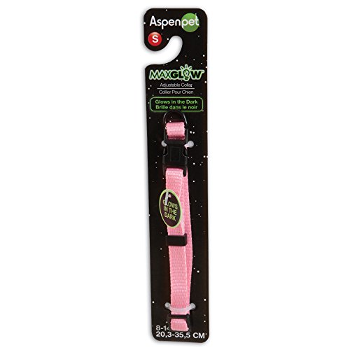 Petmate Glow-in Dark Adjustable Collar, 3/8″ x 8-14″, Hot Pink