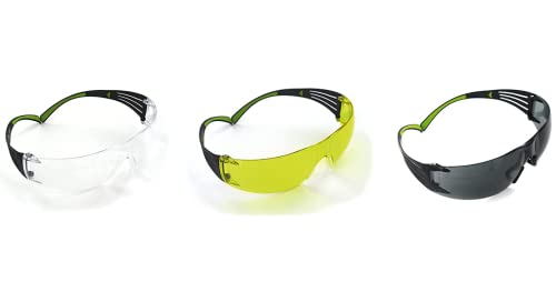 Peltor Sport SecureFit Safety Eyewear, 3 Pack Safety Glasses – Clear, Amber, & Gray Lenses
